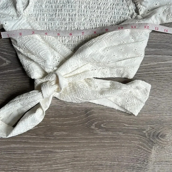 For Love & Lemons Charlotte Eyelet Wrap Top in White Heart - Picture 7 of 11